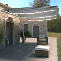 Tenda da Sole Retrattile Manuale con LED 600x350 cm Blu Bianco 3069681