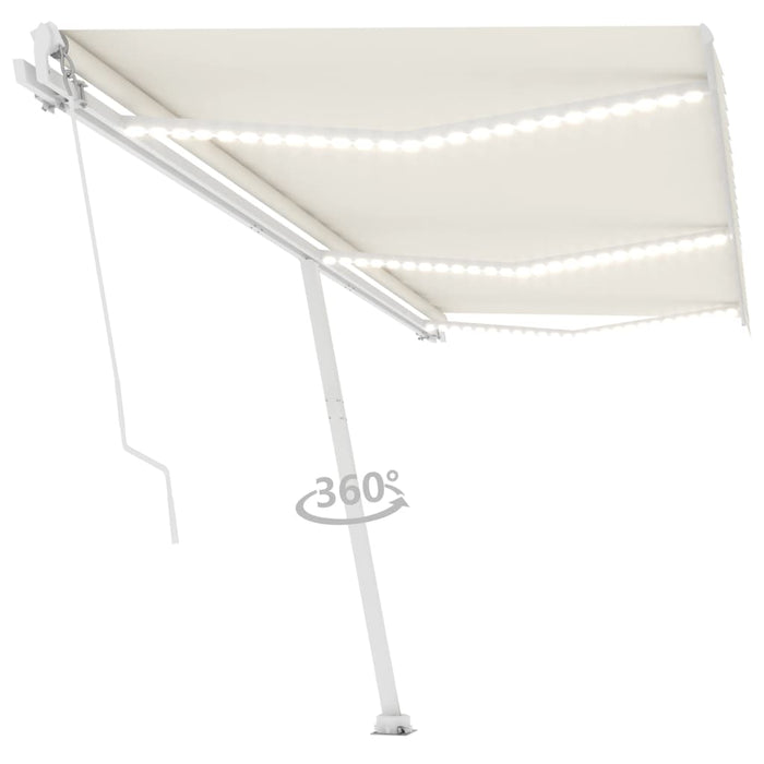 Tenda da Sole Retrattile Manuale con LED 600x350 cm Crema 3069682
