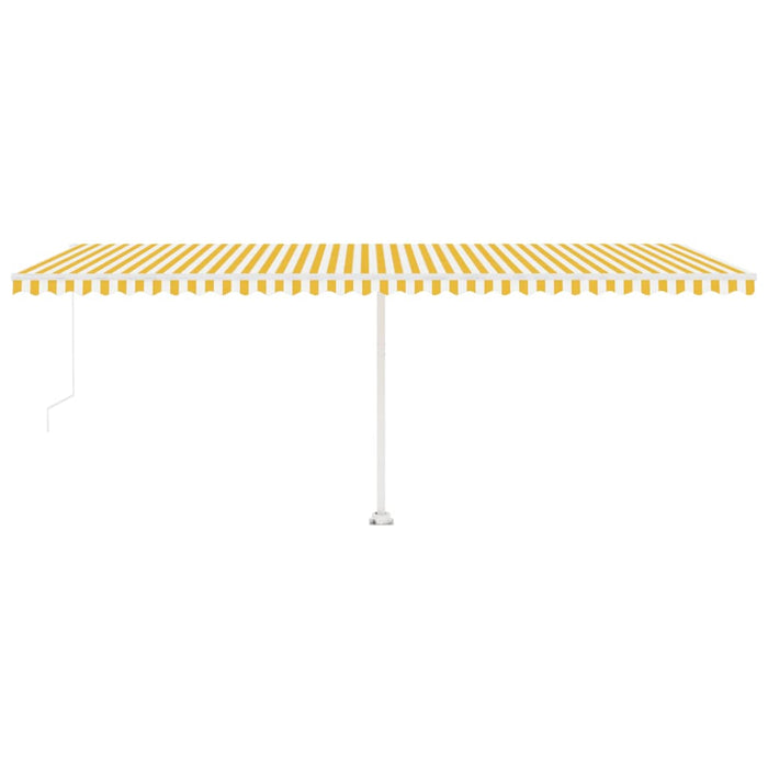 Tenda da Sole Retrattile Manuale LED 600x350 cm Giallo Bianco 3069683