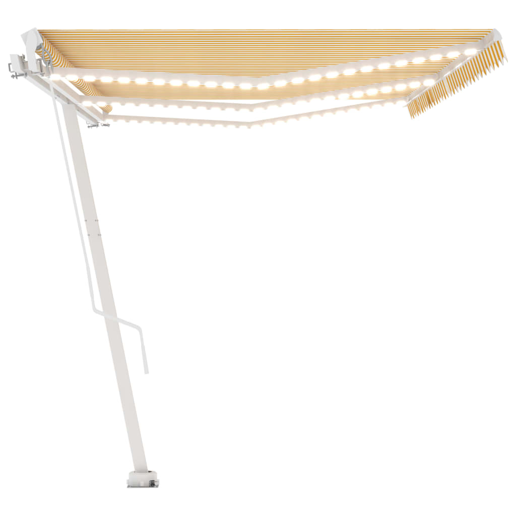 Tenda da Sole Retrattile Manuale LED 600x350 cm Giallo Bianco 3069683