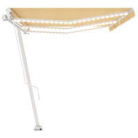 Tenda da Sole Retrattile Manuale LED 600x350 cm Giallo Bianco 3069683