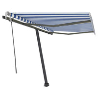 Tenda da Sole Retrattile Manuale con LED 300x250cm Blu e Bianco 3069701