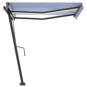 Tenda da Sole Retrattile Manuale con LED 300x250cm Blu e Bianco 3069701