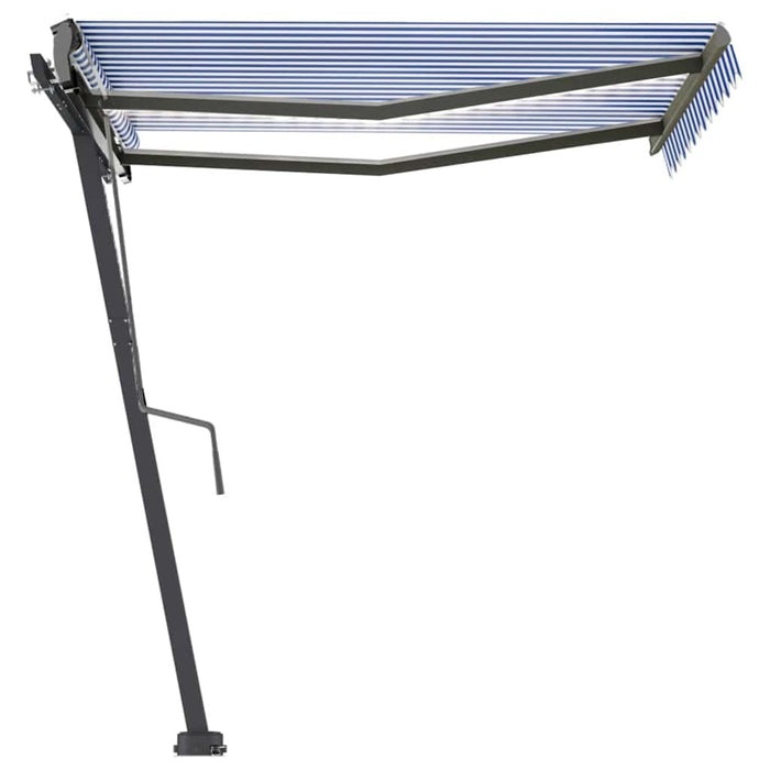 Tenda da Sole Retrattile Manuale con LED 300x250cm Blu e Bianco 3069701