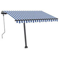 Tenda da Sole Retrattile Manuale con LED 300x250cm Blu e Bianco 3069701