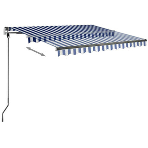 Tenda da Sole Retrattile Manuale con LED 300x250cm Blu e Bianco 3069701