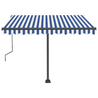 Tenda da Sole Retrattile Manuale con LED 300x250cm Blu e Bianco 3069701