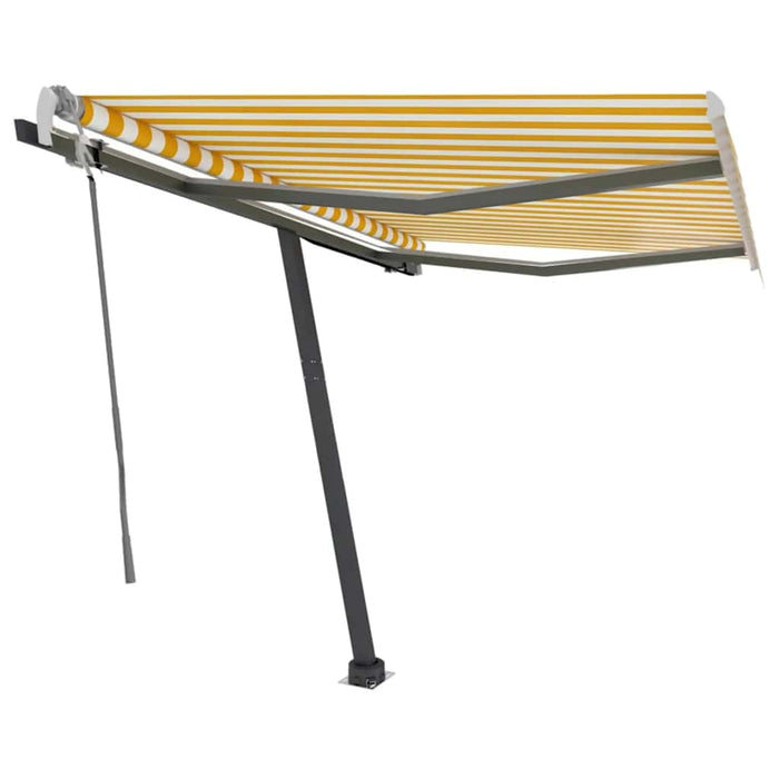 Tenda da Sole Manuale con LED 300x250 cm Gialla e Bianca 3069703