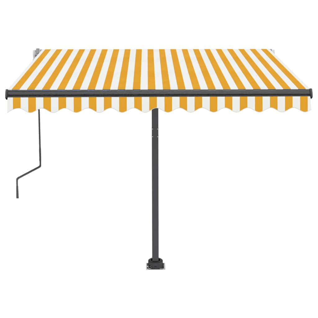 Tenda da Sole Manuale con LED 300x250 cm Gialla e Bianca 3069703