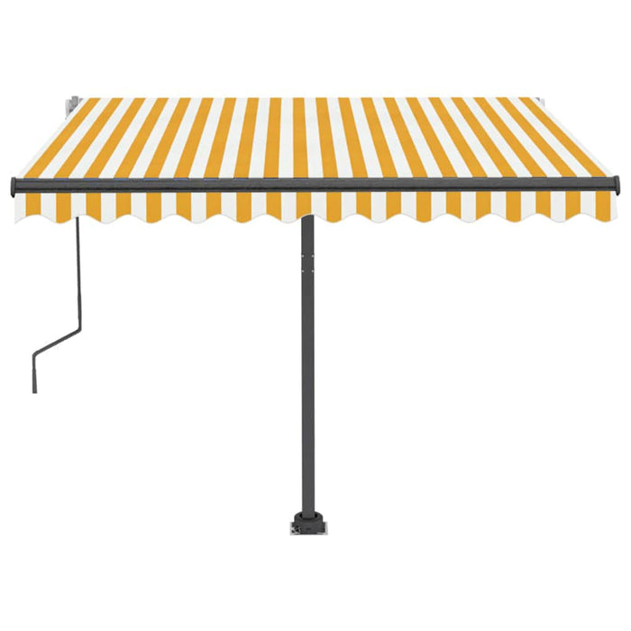 Tenda da Sole Manuale con LED 300x250 cm Gialla e Bianca 3069703