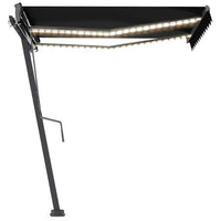 Tenda da Sole Retrattile Manuale con LED 300x250 cm Antracite 3069704