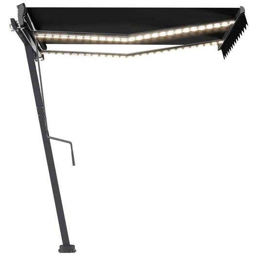 Tenda da Sole Retrattile Manuale con LED 300x250 cm Antracite 3069704