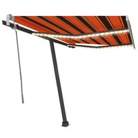 Tenda da Sole Manuale con LED 300x250cm Arancione e Marrone 3069705