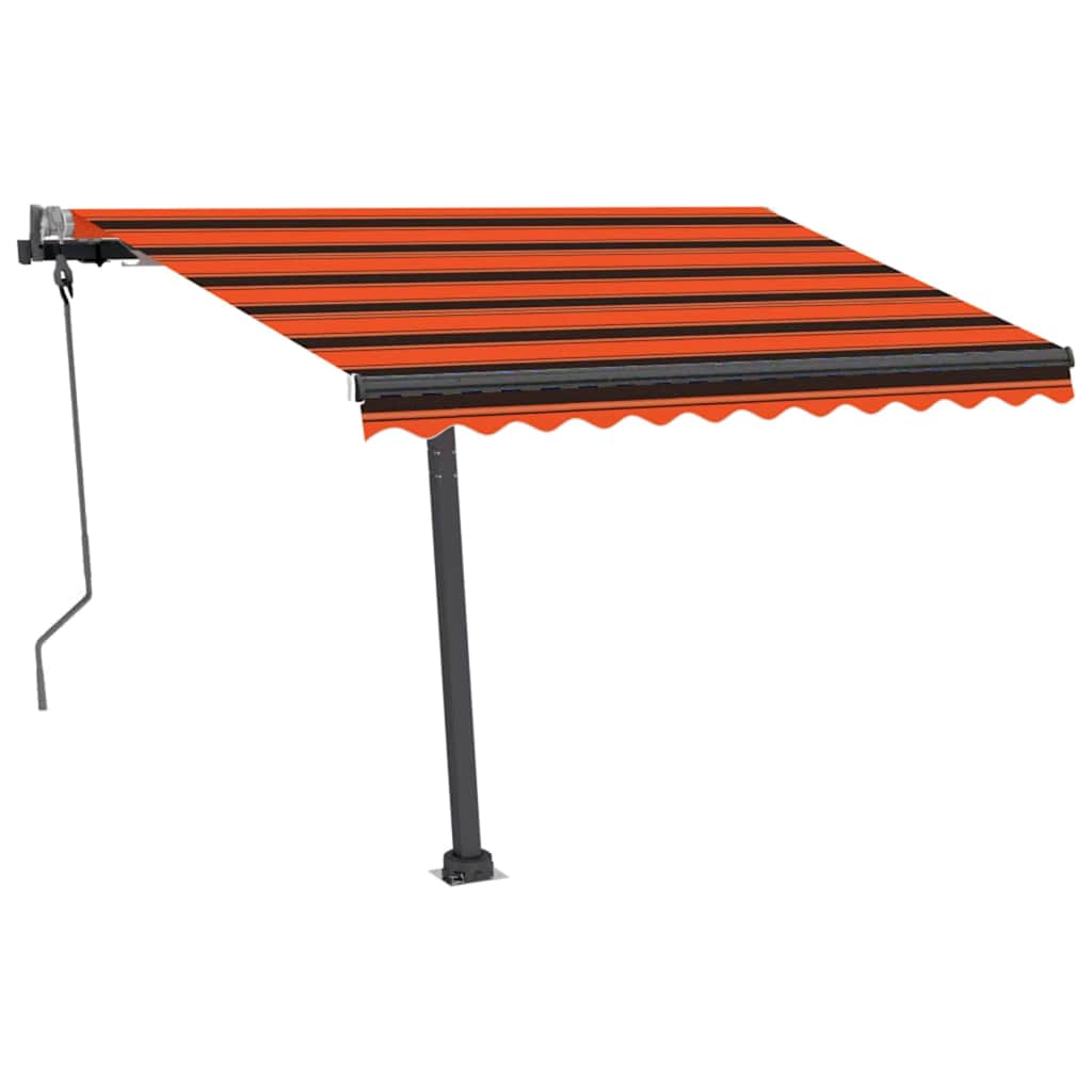 Tenda da Sole Manuale con LED 300x250cm Arancione e Marrone 3069705