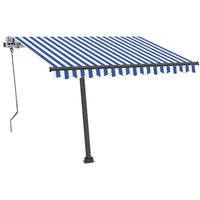 Tenda da Sole Retrattile Manuale con LED 350x250cm Blu e Bianca cod mxl 51619