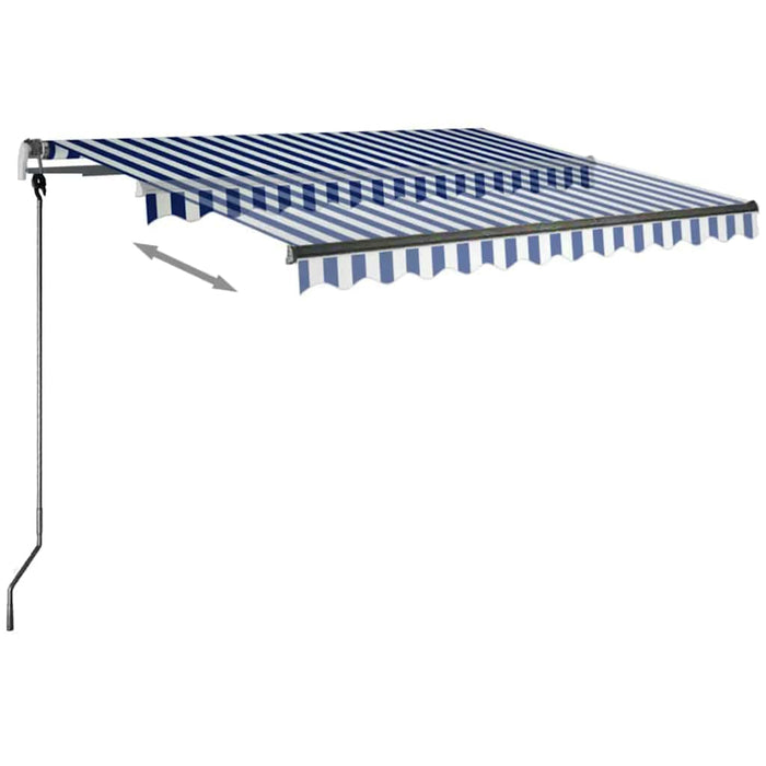 Tenda da Sole Retrattile Manuale con LED 350x250cm Blu e Bianca cod mxl 51619