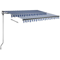 Tenda da Sole Retrattile Manuale con LED 350x250cm Blu e Bianco 3069721
