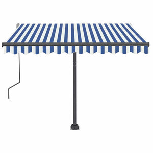 Tenda da Sole Retrattile Manuale con LED 350x250cm Blu e Bianca cod mxl 51619