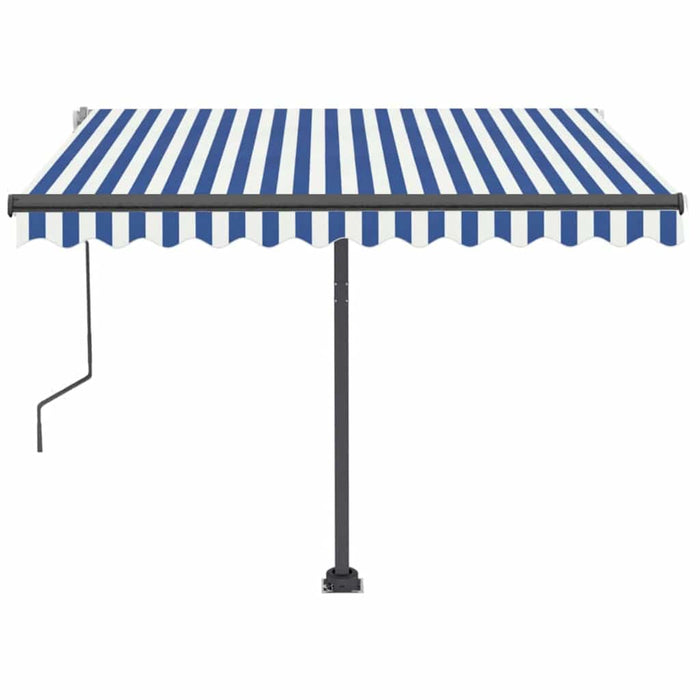 Tenda da Sole Retrattile Manuale con LED 350x250cm Blu e Bianca cod mxl 51619