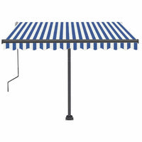 Tenda da Sole Retrattile Manuale con LED 350x250cm Blu e Bianco 3069721
