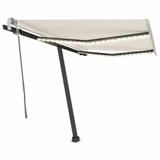 Tenda da Sole Retrattile Manuale con LED 350x250 cm Crema 3069722