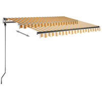 Tenda da Sole Retrattile Manuale LED 350x250 cm Gialla e Bianca 3069723