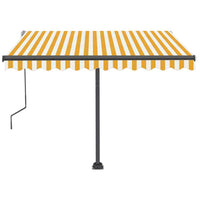 Tenda da Sole Retrattile Manuale LED 350x250 cm Gialla e Bianca 3069723