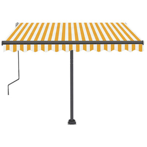 Tenda da Sole Retrattile Manuale LED 350x250 cm Gialla e Bianca 3069723