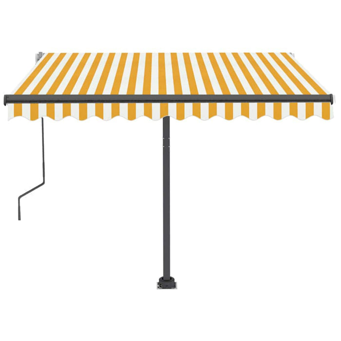 Tenda da Sole Retrattile Manuale LED 350x250 cm Gialla e Bianca 3069723