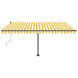Tenda Retrattile Manuale con Palo 400x300 cm Giallo/Bianco 3069738