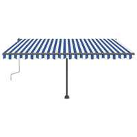 Tenda da Sole Retrattile Manuale con LED 400x300cm Blu e Bianca 3069741