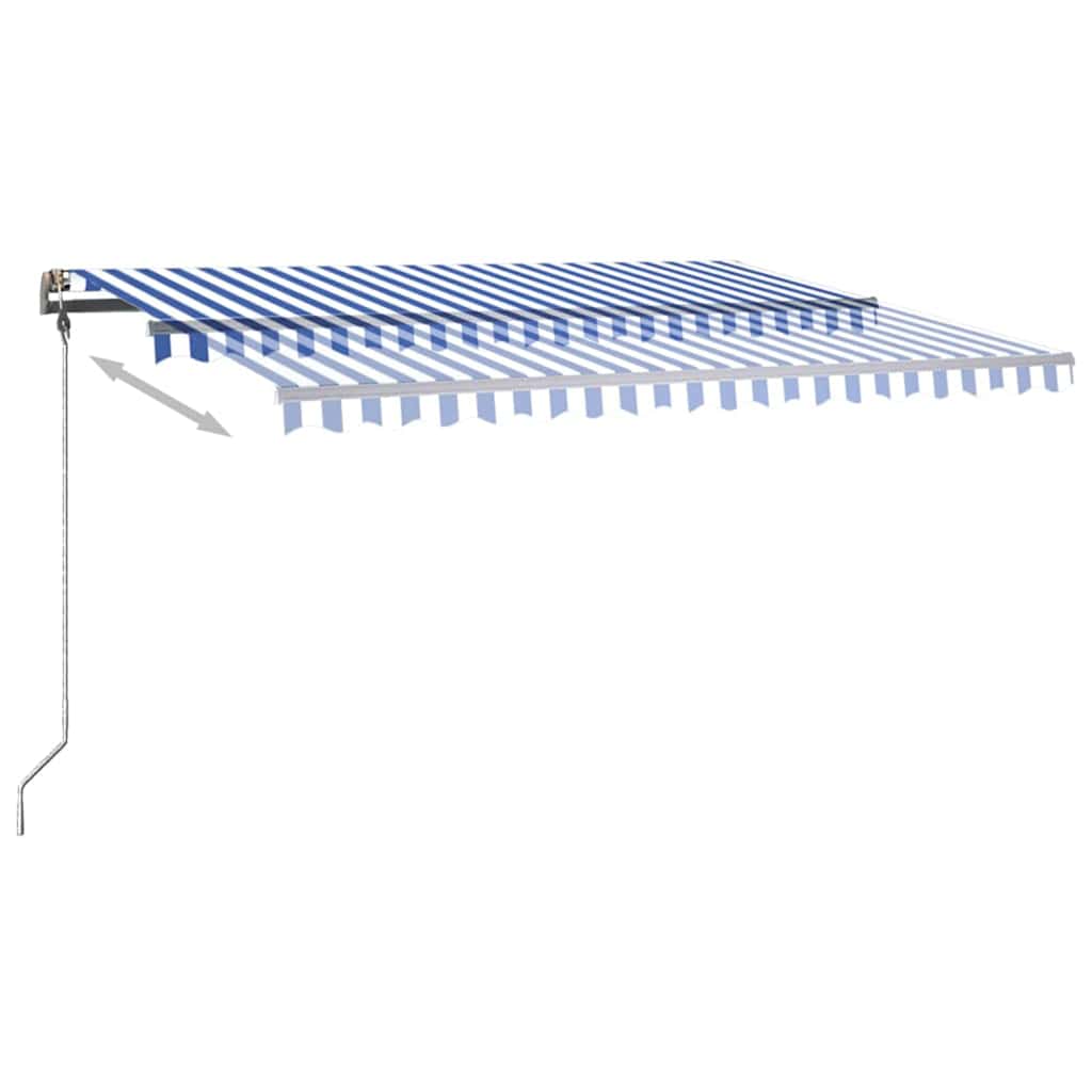 Tenda da Sole Retrattile Manuale con LED 400x300cm Blu e Bianca 3069741