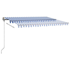 Tenda da Sole Retrattile Manuale con LED 400x300cm Blu e Bianca 3069741