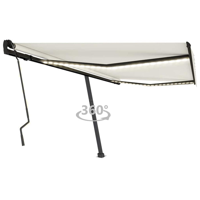 Tenda da Sole Retrattile Manuale con LED 400x300 cm Crema cod mxl 43743