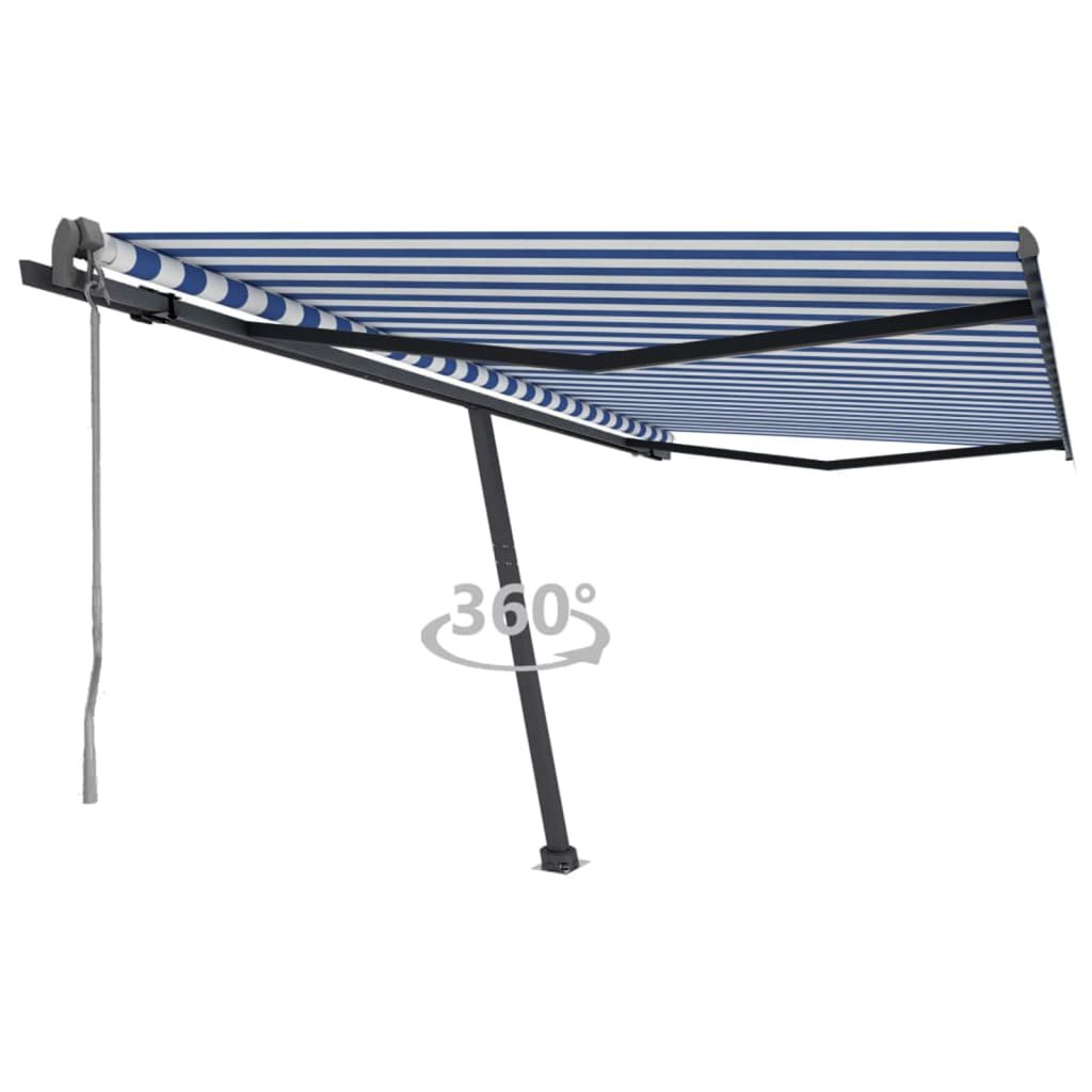 Tenda da Sole Retrattile Automatica Palo 400x300 cm Blu Bianca