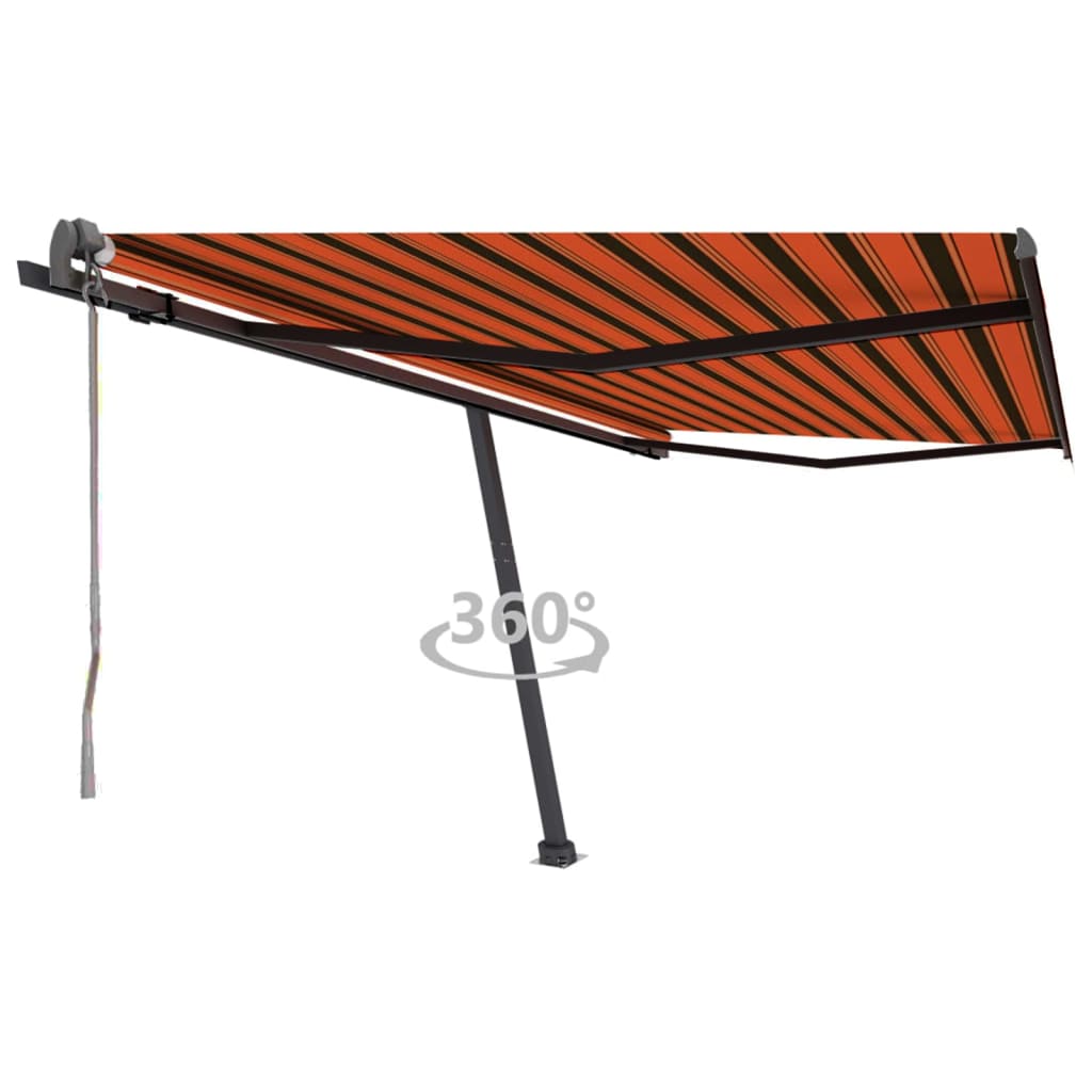 Tenda Retrattile Automatica con Palo 400x300 cm Arancio Marrone cod mxl 39724