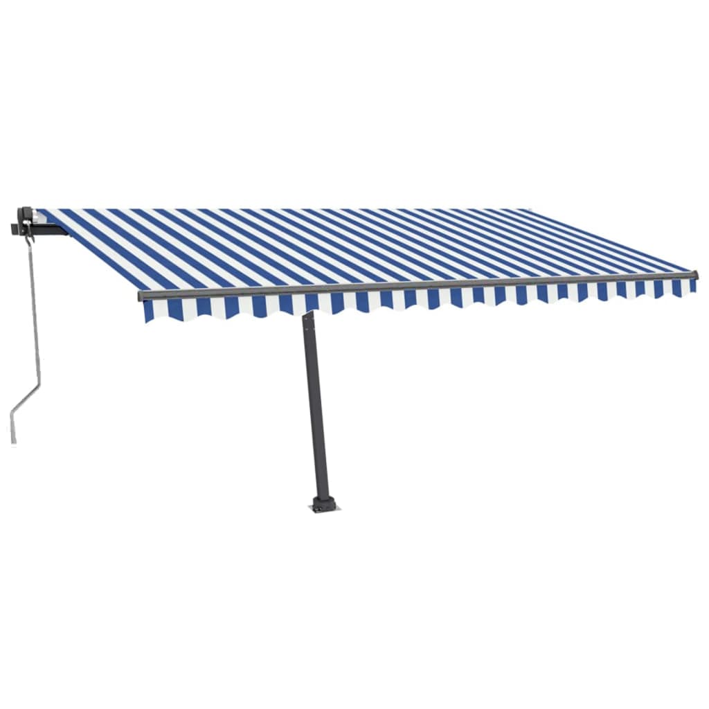 Tenda Automatica con Sensore Vento e LED 400x300 cm Blu Bianca 3069751