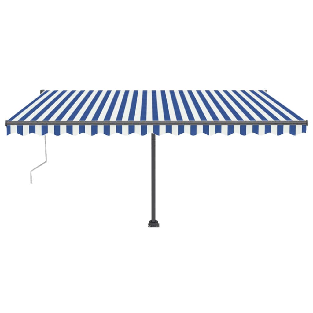 Tenda Automatica con Sensore Vento e LED 400x300 cm Blu Bianca 3069751