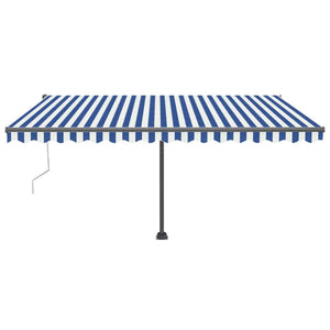 Tenda Automatica con Sensore Vento e LED 400x300 cm Blu Bianca 3069751