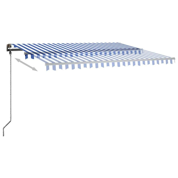 Tenda da Sole Retrattile Manuale con LED 450x300cm Blu e Bianca 3069761
