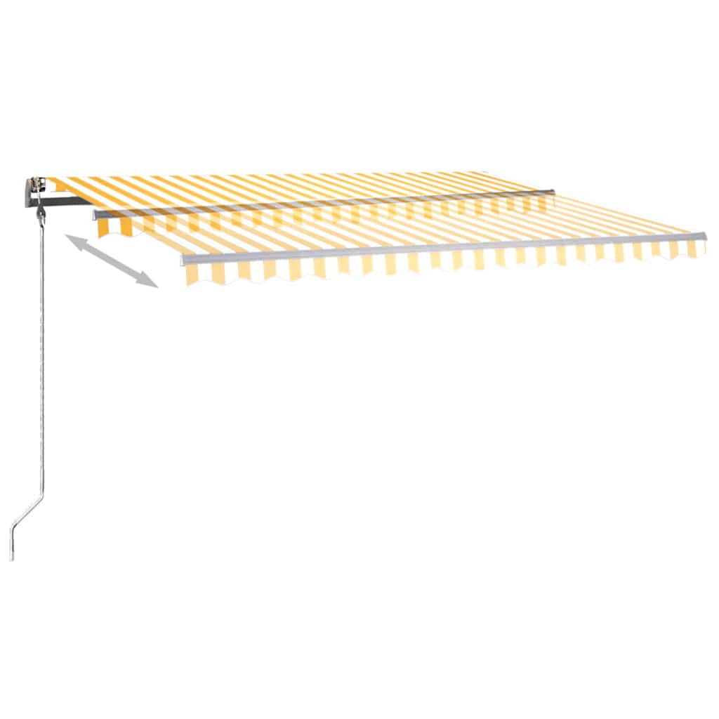 Tenda da Sole Retrattile Manuale LED 450x300 cm Gialla Bianca 3069763