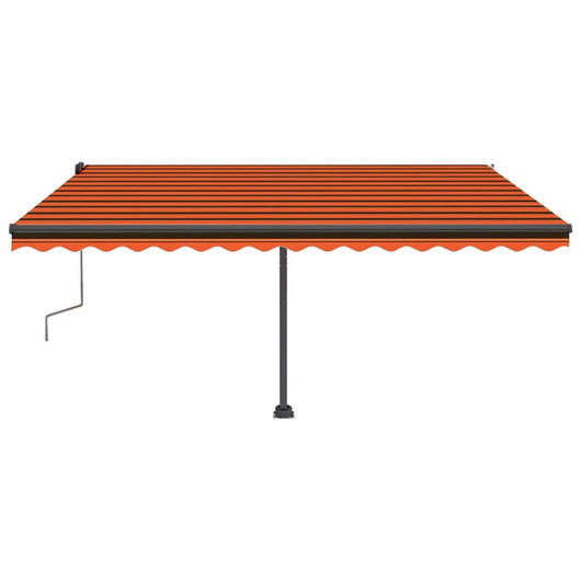 Tenda da Sole Retrattile Manuale LED 450x300 cm Arancio Marrone 3069765