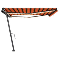 Tenda da Sole Retrattile Manuale LED 450x300 cm Arancio Marrone 3069765