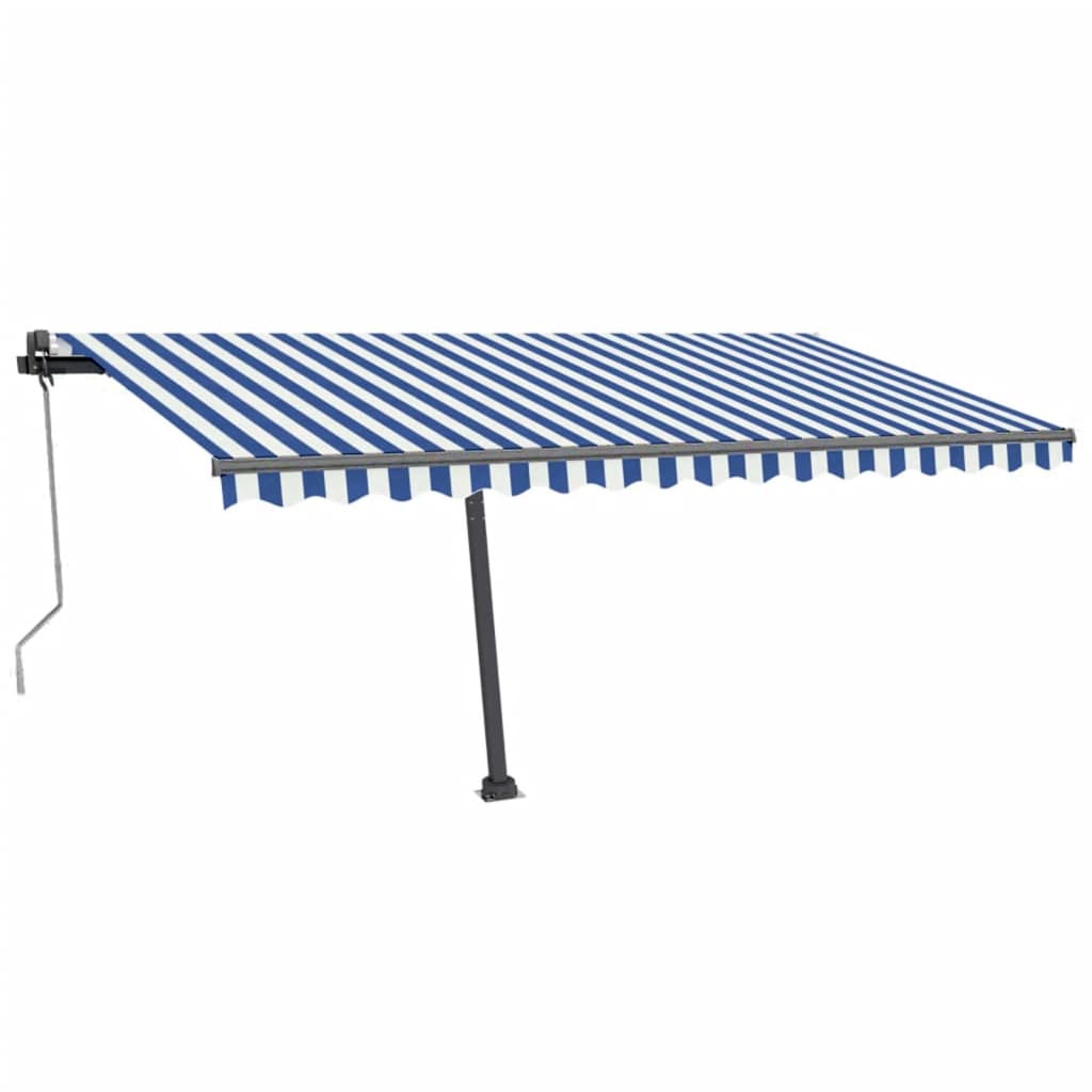 Tenda Automatica con Sensore Vento e LED 450x300 cm Blu Bianca 3069771