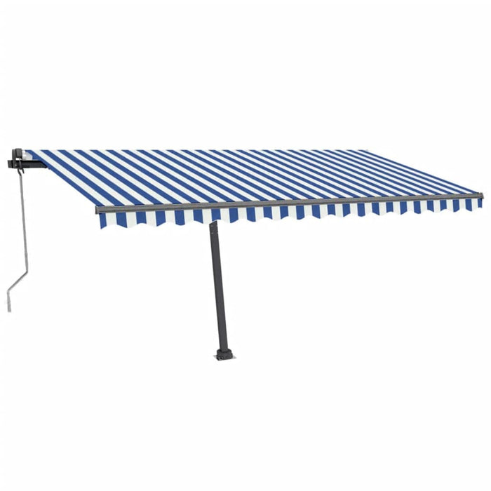 Tenda Automatica con Sensore Vento e LED 450x300 cm Blu Bianca 3069771