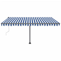 Tenda Automatica con Sensore Vento e LED 450x300 cm Blu Bianca 3069771