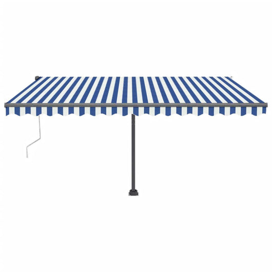 Tenda Automatica con Sensore Vento e LED 450x300 cm Blu Bianca 3069771