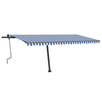 Tenda da Sole Retrattile Manuale con Palo 500x300 cm Blu Bianca cod mxl 61388