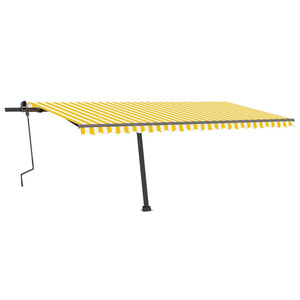 Tenda da Sole Autoportante Manuale 500x300 cm Gialla Bianca 3069778