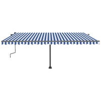 Tenda da Sole Retrattile Manuale con LED 500x300cm Blu e Bianca 3069781